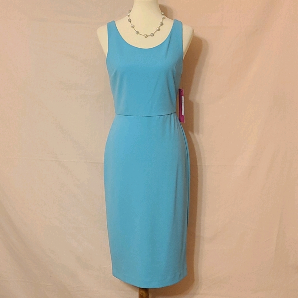 Betsey Johnson Teal Blue Sleeveless Sheath Dress - Picture 2 of 5